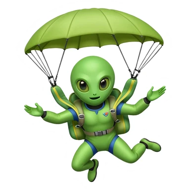 Skydiving alien with parachute and UFO sticker
