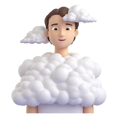 person made entirely of volumetric clouds, shoulder up sticker