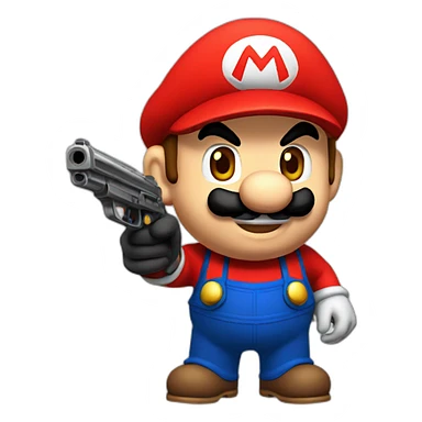 mario with gun sticker