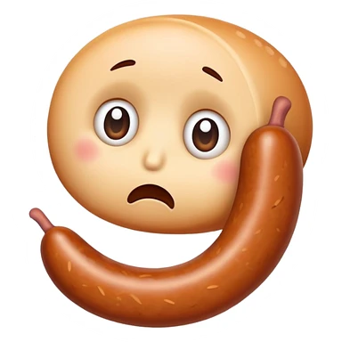 sausage with a sad face sticker