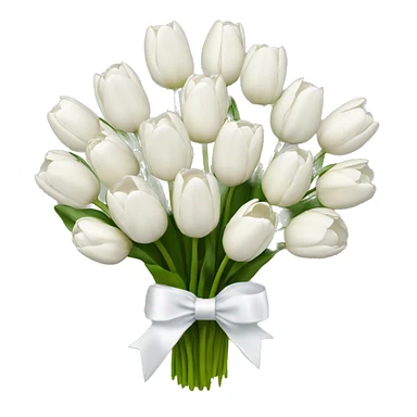 white tulip bouquet with a white bow holding the flowers together sticker