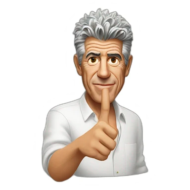 Anthony Bourdain giving middle finger sticker