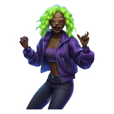 Rave party dancing neon smoking sticker