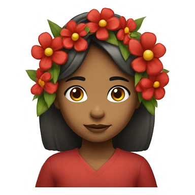 una niña con flores rojas sticker