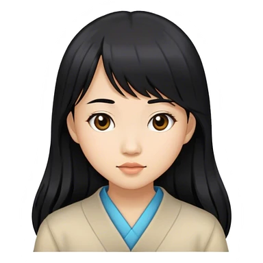 asian girl long hair with side bangs sticker