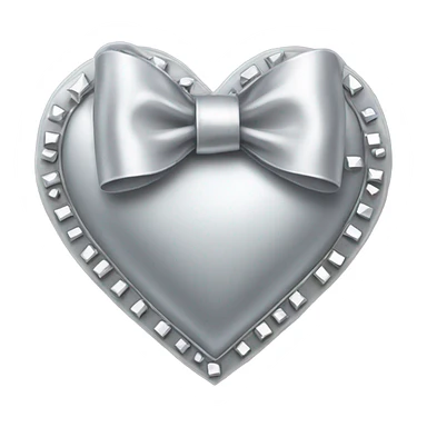 a silver heart-shaped studded bow sticker