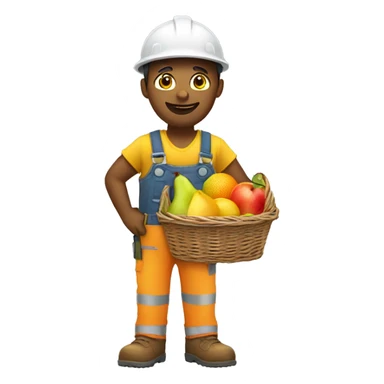 Construction worker with a fruit basket sticker