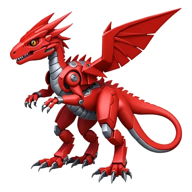 Cool Edgy Futuristic Red Digimon-Fakemon-Guilmon-Velociraptor-Dragon-Mecha full body sticker