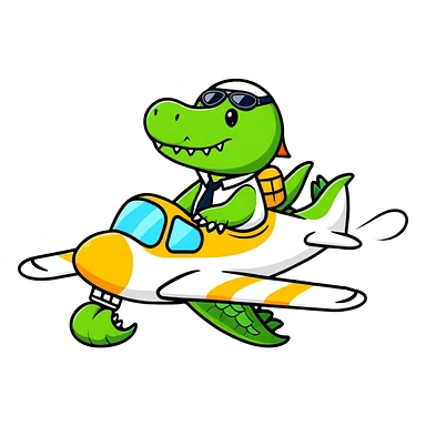 A cute crocodile pilot flying an airplane sticker