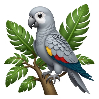 gray parrot on tree sticker