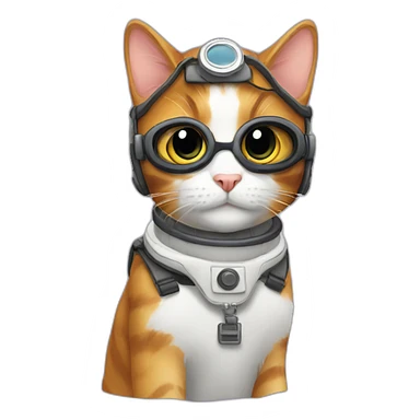 calico cat with black eye mark as pilot sticker