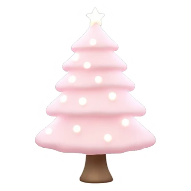 soft light pink christmas tree with white lights  sticker