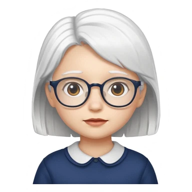 white haired little girl with glassess sticker