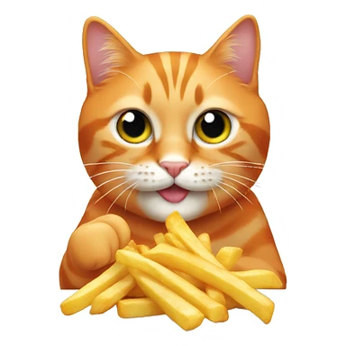 orange cat eating fries  sticker