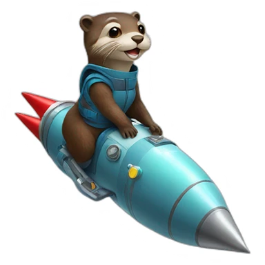 Otter riding rocket sticker