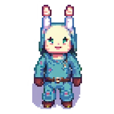 classic pixel art character from Old School RuneScape performing a cheerful wave emote, iconic game style sticker