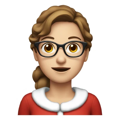 Female Santa with brown hair and blue eyes and glasses sticker