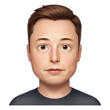 A highly detailed, hyper photorealistic illustration of just Elon Musk's head, no neck. The rendering should closely match his real facial features, skin and hair, with hyper realistic shading and lighting. Transparent background sticker