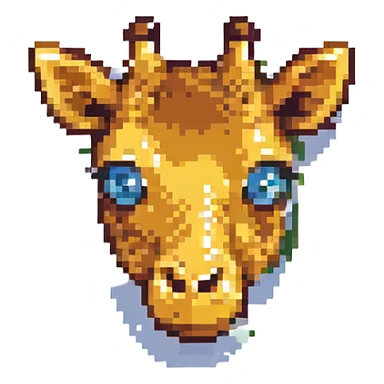 giraffe face, pixel art style sticker