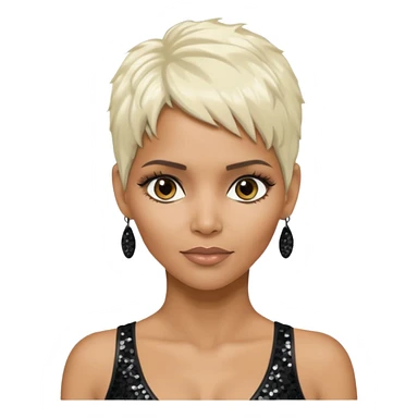 Halle Berry with platinum blonde hair, black sequin outfit  sticker