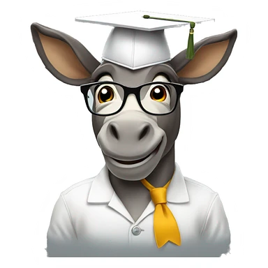 academic donkey with glasses and diploma, big brain sticker