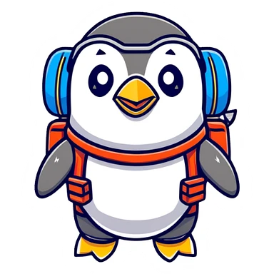 penguin with a jetpack and sunglasses sticker