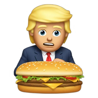 trump eating hamburger sticker