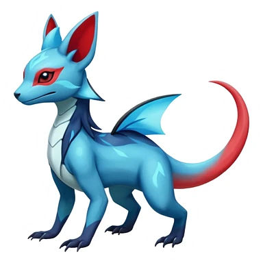 Shiny Sparkly Red Colorful Dark Shiny Exotic Salandit-Aurorus-Glaceon-Fakémon-hybrid-creature (full body)  sticker