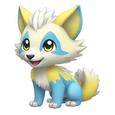 Cute cool white yellow blue animal hybrid Fakemon full body sticker