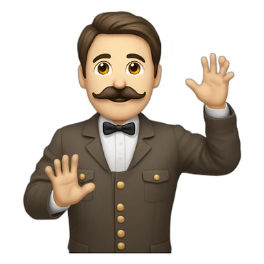 Homme à moustache faisant un salut de la main sticker