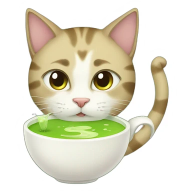 Cat drinking matcha sticker