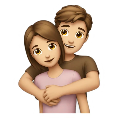 boy-brown-hair hug girl with brown-hair sticker