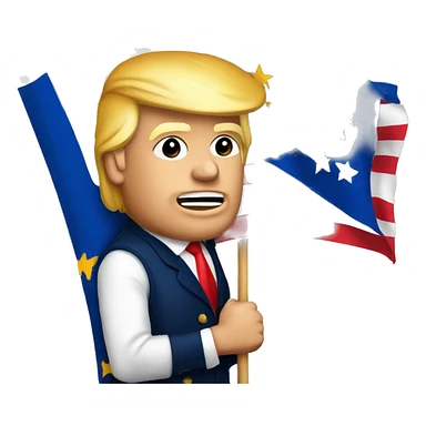 Donald Trump with a flag from the European Union sticker