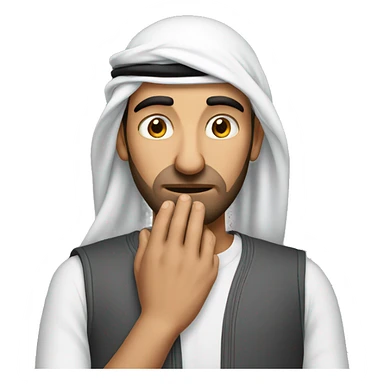 Arab holding his head with his hands photorealistic serious sticker