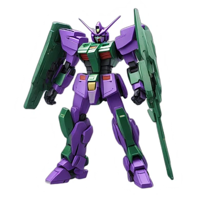 purple and green gundam sticker