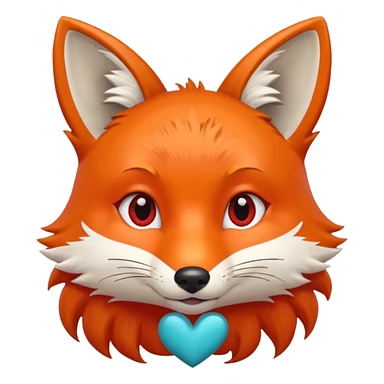 Zorrita con pestañas y un corazón rojo grande sticker