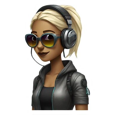 A beautiful cyberpunk girl wearing sunglass and headphones sticker