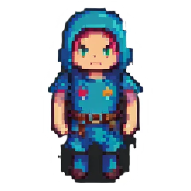 simple character in pixel art style sticker