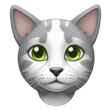 Grey and white cat with big ears and green eyes sticker