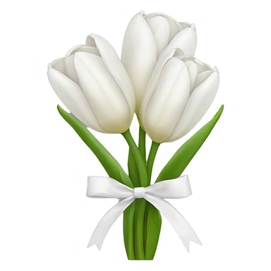 white tulip bouquet  with a white bow sticker