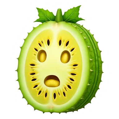 The bitter melon was cut from the front. sticker