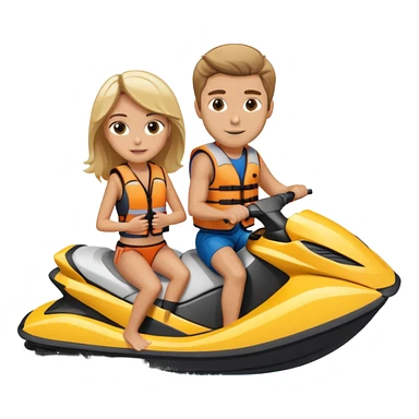 Jet ski blonde guy brown haired girl sticker