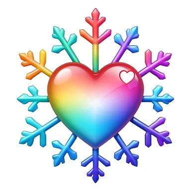 heart with rainbow gradient and snowflake sticker