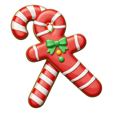 gingerbread cookie in candy cane shape sticker