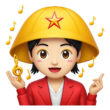Cinematic Realistic V-pop Music Pop Culture Emoji, showcasing a modern, energetic representation of Vietnamese pop culture rendered with vivid textures and dynamic, colorful lighting. sticker