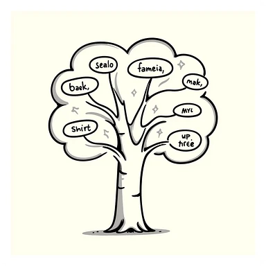 decision tree illustration with hand-drawn, sketchy lines and organic shapes sticker
