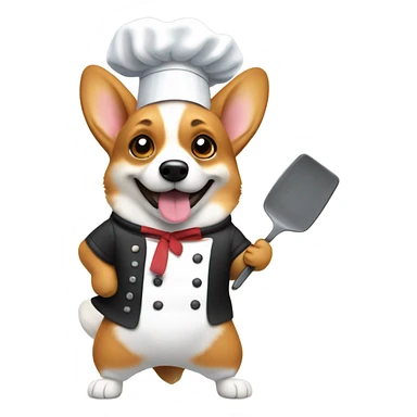 A corgi cooking sticker