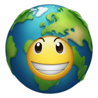 smiling earth planet sticker