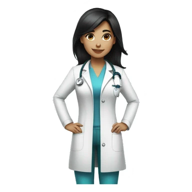 standing female doctor with full length blackhair and Blue eyes  sticker