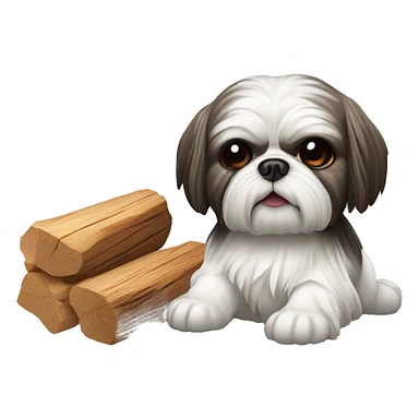 Evil shih tzu eating wood  sticker